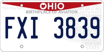 OH license plate FXI3839