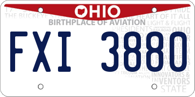 OH license plate FXI3880