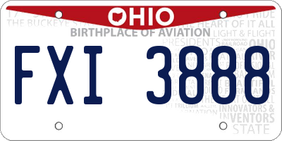 OH license plate FXI3888