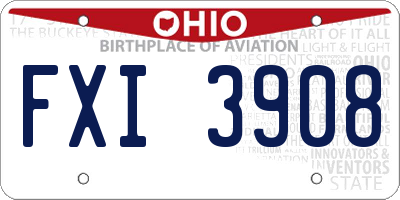 OH license plate FXI3908