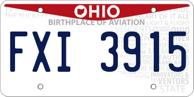 OH license plate FXI3915