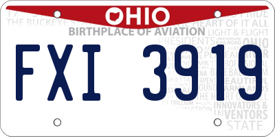 OH license plate FXI3919