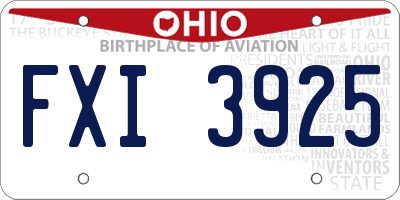 OH license plate FXI3925