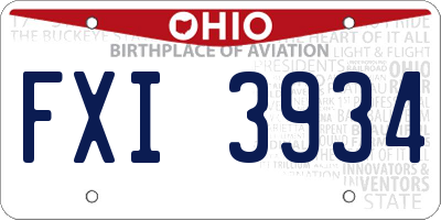 OH license plate FXI3934