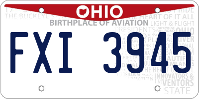 OH license plate FXI3945