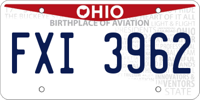 OH license plate FXI3962