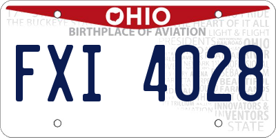 OH license plate FXI4028