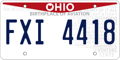 OH license plate FXI4418