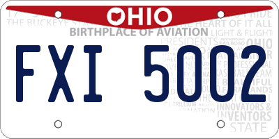 OH license plate FXI5002