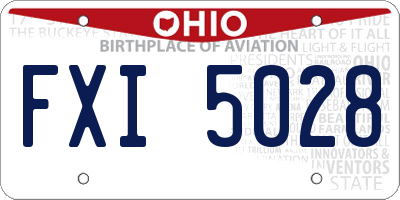 OH license plate FXI5028