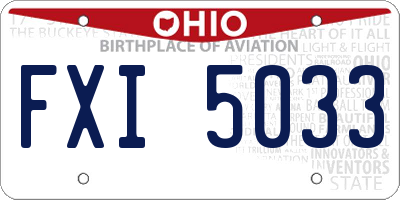 OH license plate FXI5033