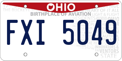 OH license plate FXI5049