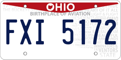 OH license plate FXI5172