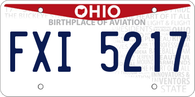 OH license plate FXI5217
