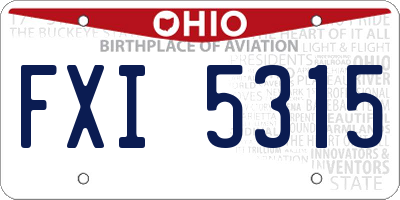 OH license plate FXI5315