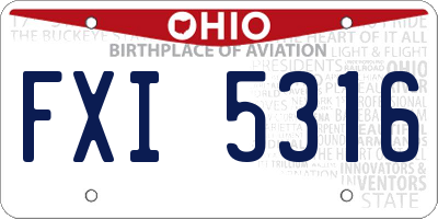 OH license plate FXI5316