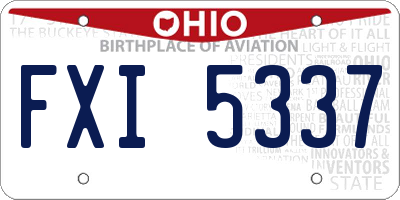 OH license plate FXI5337