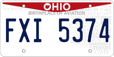 OH license plate FXI5374