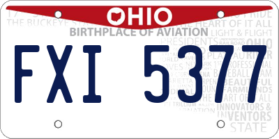 OH license plate FXI5377