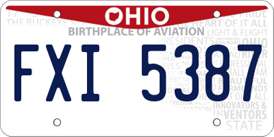 OH license plate FXI5387