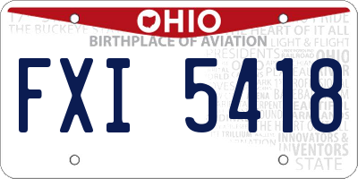 OH license plate FXI5418