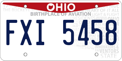 OH license plate FXI5458