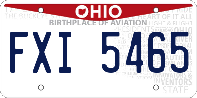 OH license plate FXI5465