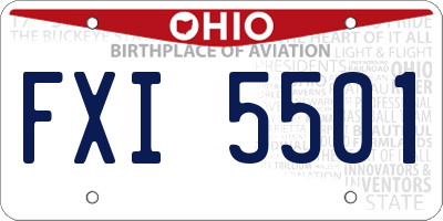 OH license plate FXI5501