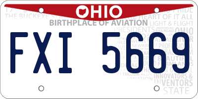 OH license plate FXI5669