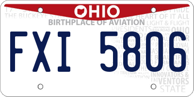 OH license plate FXI5806