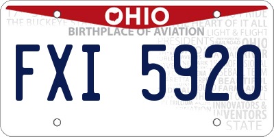 OH license plate FXI5920