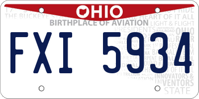 OH license plate FXI5934