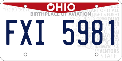 OH license plate FXI5981