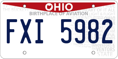 OH license plate FXI5982