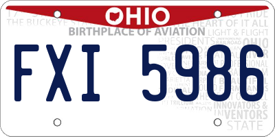 OH license plate FXI5986