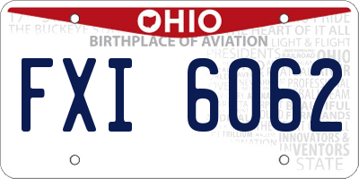 OH license plate FXI6062