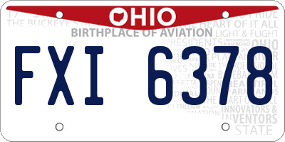 OH license plate FXI6378
