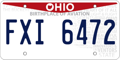 OH license plate FXI6472