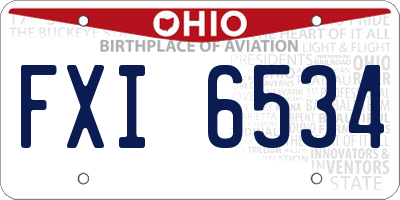 OH license plate FXI6534