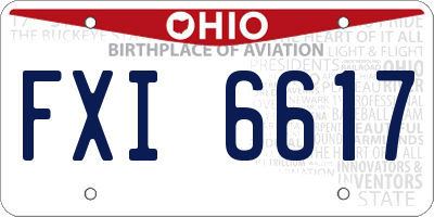 OH license plate FXI6617