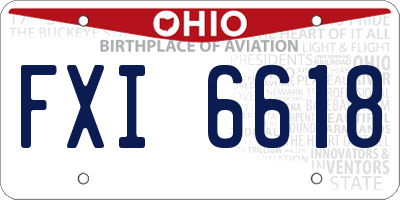 OH license plate FXI6618