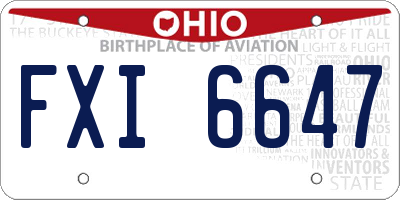OH license plate FXI6647