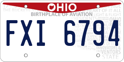 OH license plate FXI6794