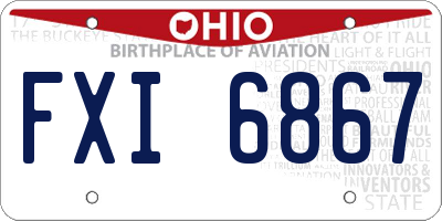 OH license plate FXI6867