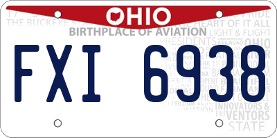 OH license plate FXI6938