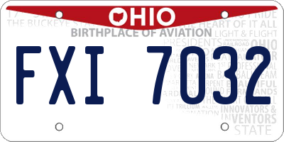 OH license plate FXI7032