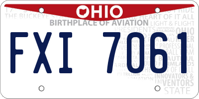 OH license plate FXI7061