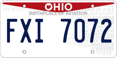 OH license plate FXI7072