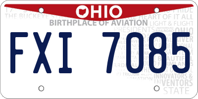 OH license plate FXI7085