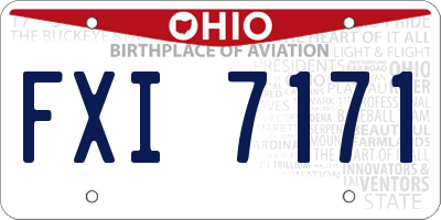 OH license plate FXI7171